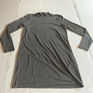 NWT COS printed roll neck Black and White Patterned Long Sleeve Dress Tencel